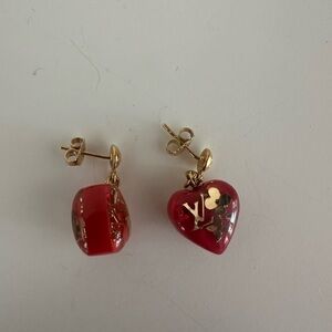 Beautiful Louis Vuitton heart drop earrings.